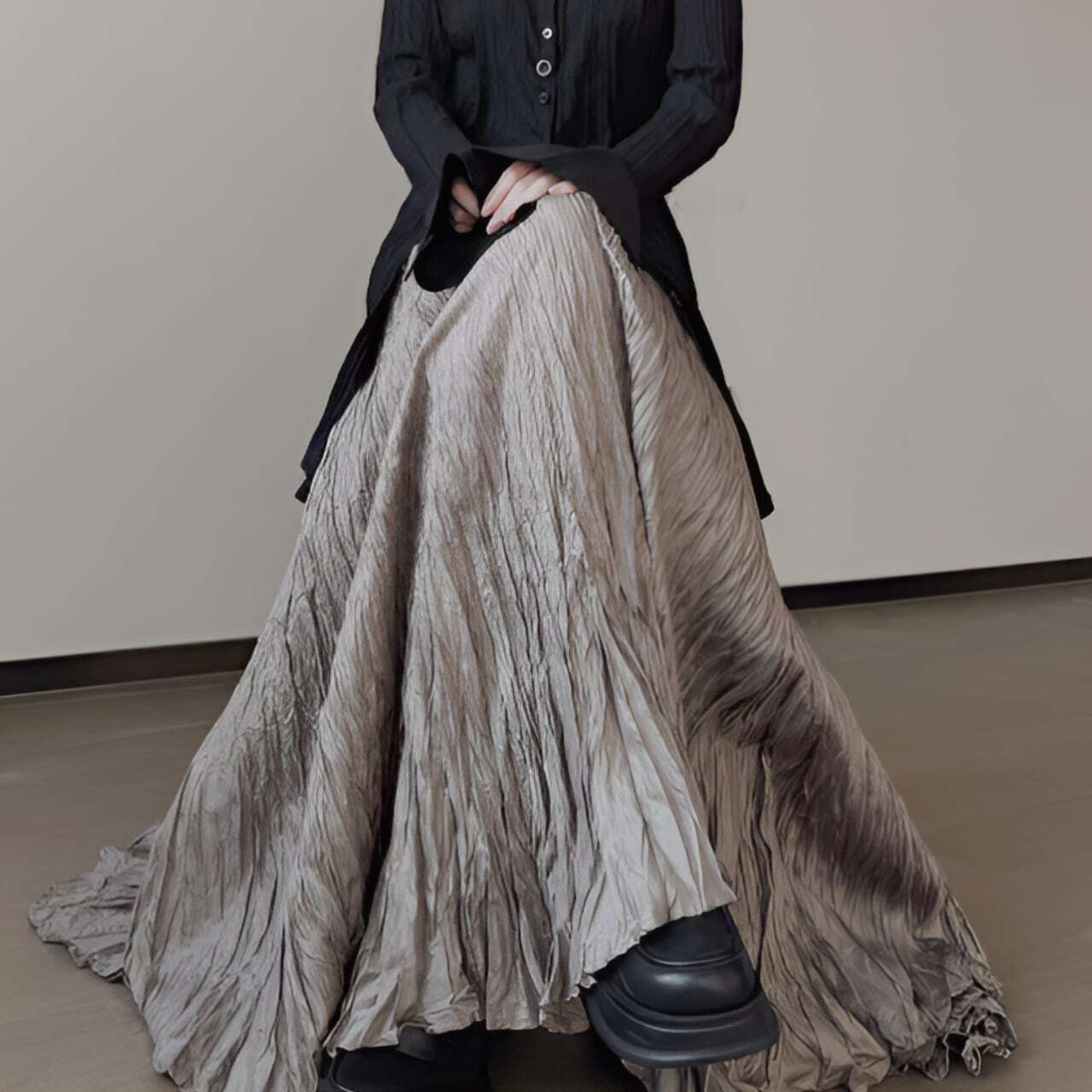 Dull color silhouette skirt C0282