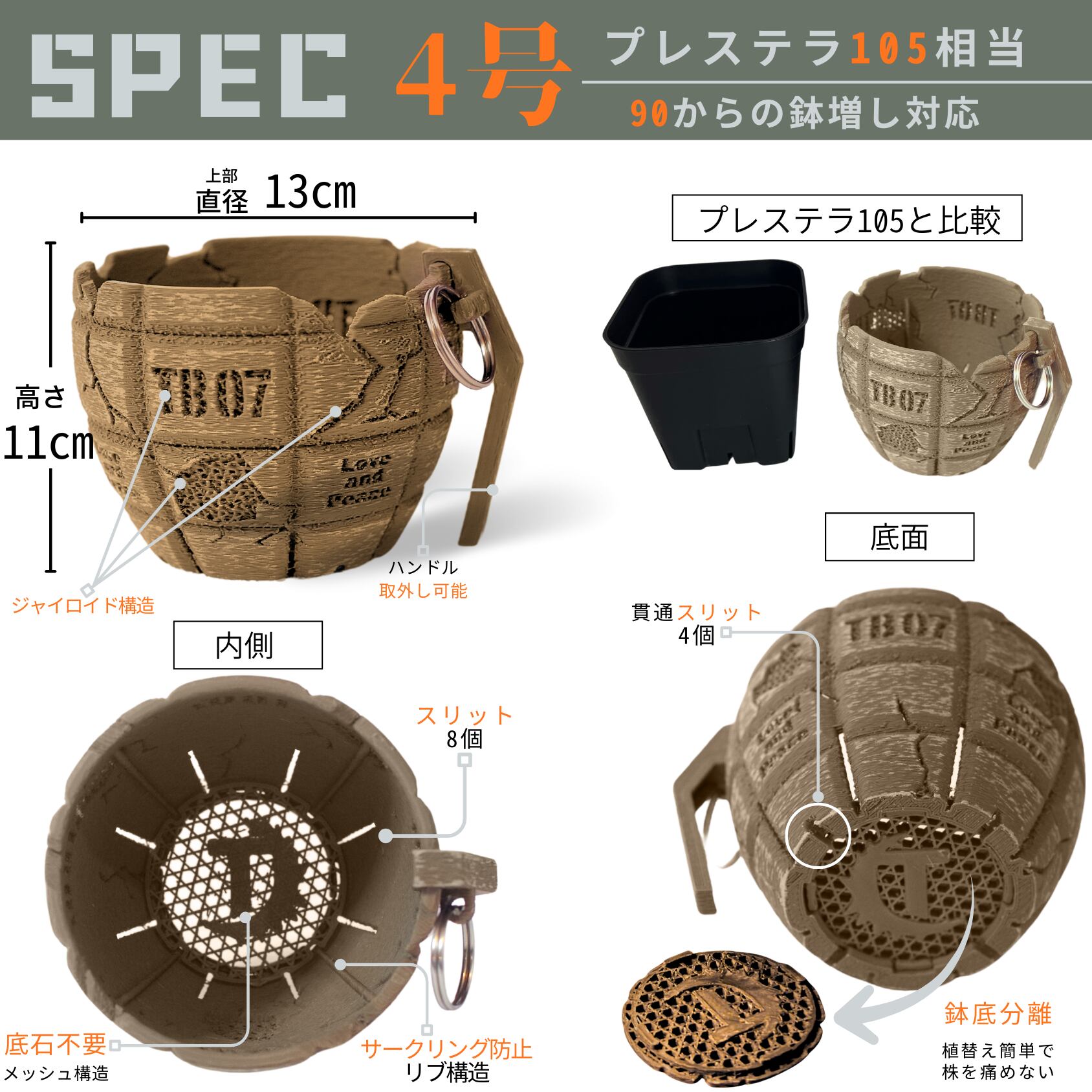 コヨーテ（質感：マット）+表面加工