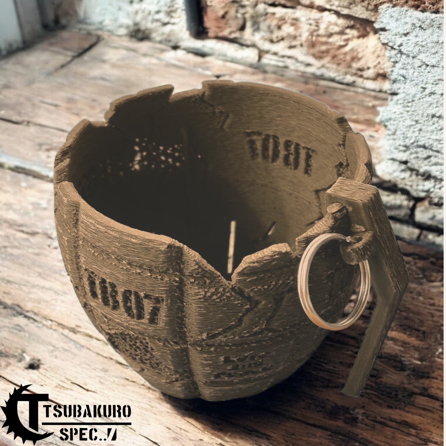 破格‼︎早い者勝ち‼︎シュガー　宝鉢　オーダー台座 Love & Peace Bomb / TB07【5号】 手榴弾型 | 3Dプリンター鉢/植木鉢