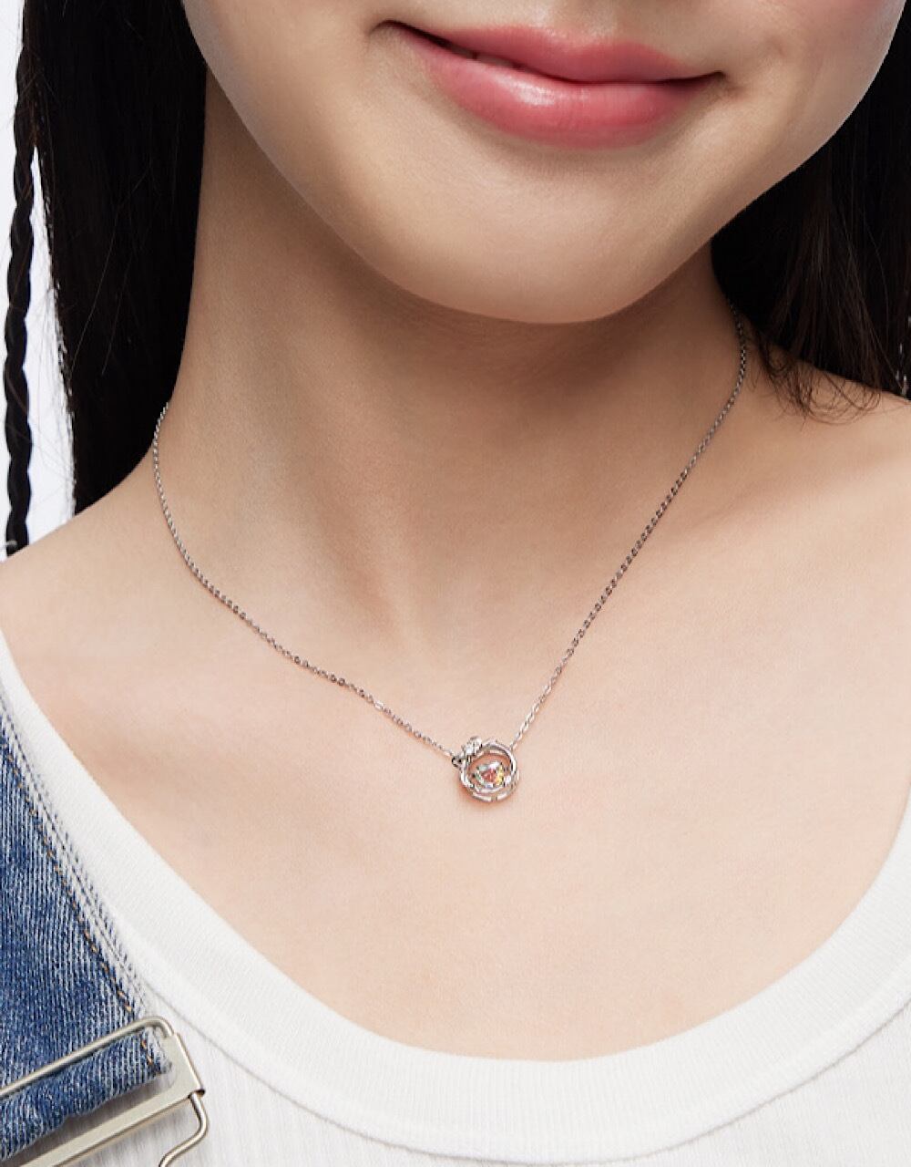 ペンダント おしゃれ ハート ダイヤモンド リボン シルバー