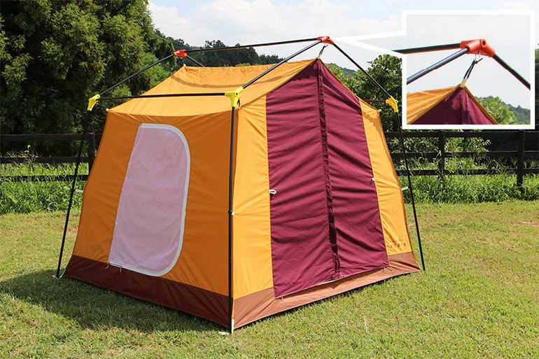 吊り下げ式で設営が簡単。