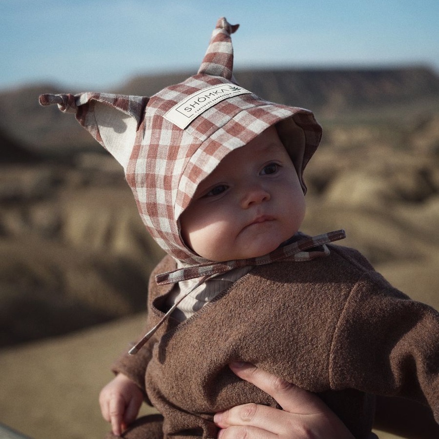 Lynx bonnet ( Mocha gingham )