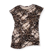 EVEX by KRIZIA エヴェックス バイ クリツィア アート デザイン チュニック丈 半袖 Tシャツ カットソー 40/ブラウン ベージュ系 レディース