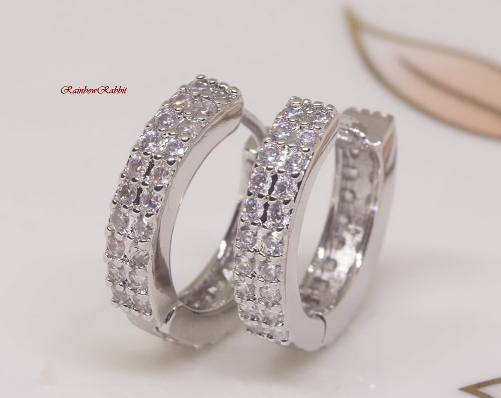 18K RGP プラチナ ダイヤ CZ リング ピアス yp5058 | Rainbow Rabbit