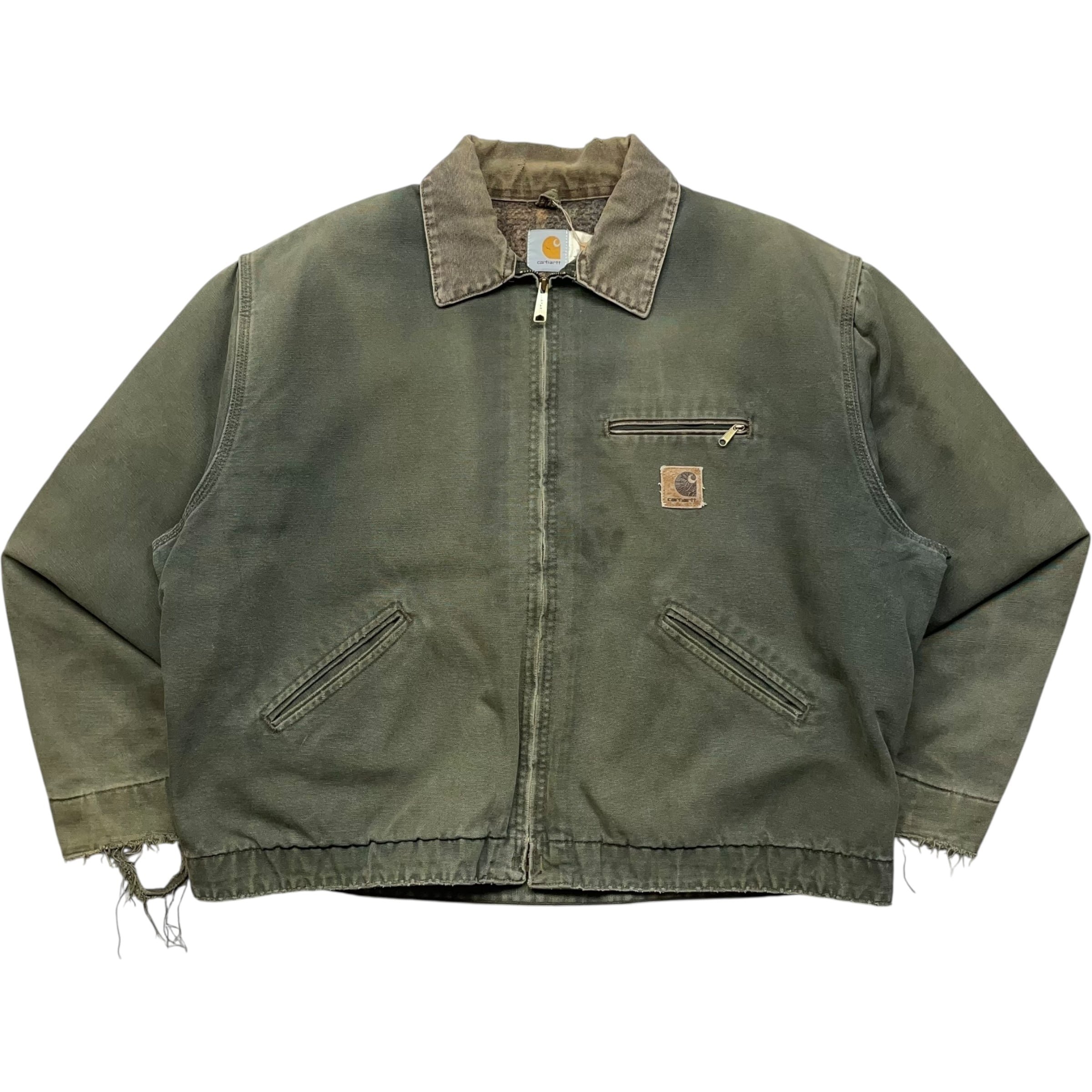 《XXL》 Carhartt カーハート デトロイトジャケット ワークジャケット フェード モスグリーン USA製 90年代 vintage no.8949