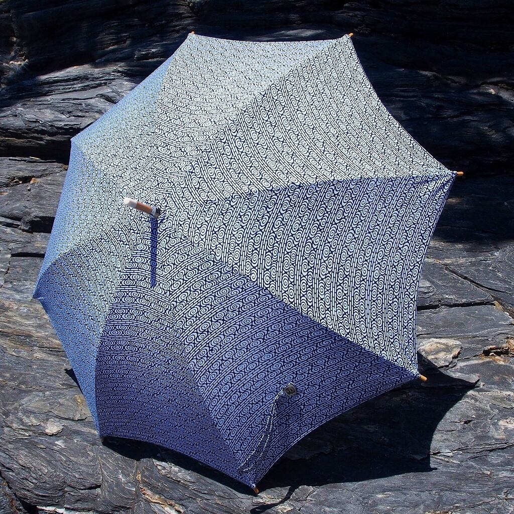 着物リメイク日傘＊流水紋の浴衣反物から作った日傘, Kimono upcycling