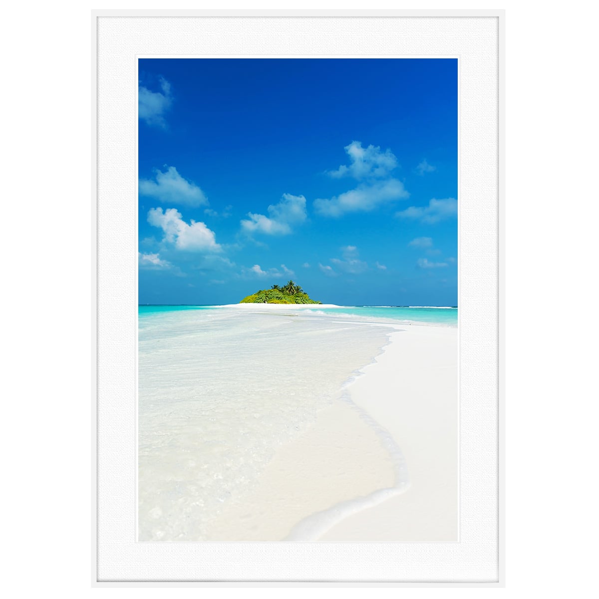 夏写真 モルディブ諸島の砂浜 インテリアアートポスター額装 AS0321
