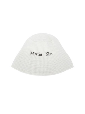 [MATIN KIM] LOGO KNIT BUCKET HAT IN IVORY