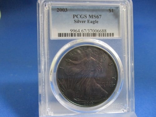 アメリカ シルバーイーグル 1ドル銀貨☆2003年／PCGS MS 67／希少な