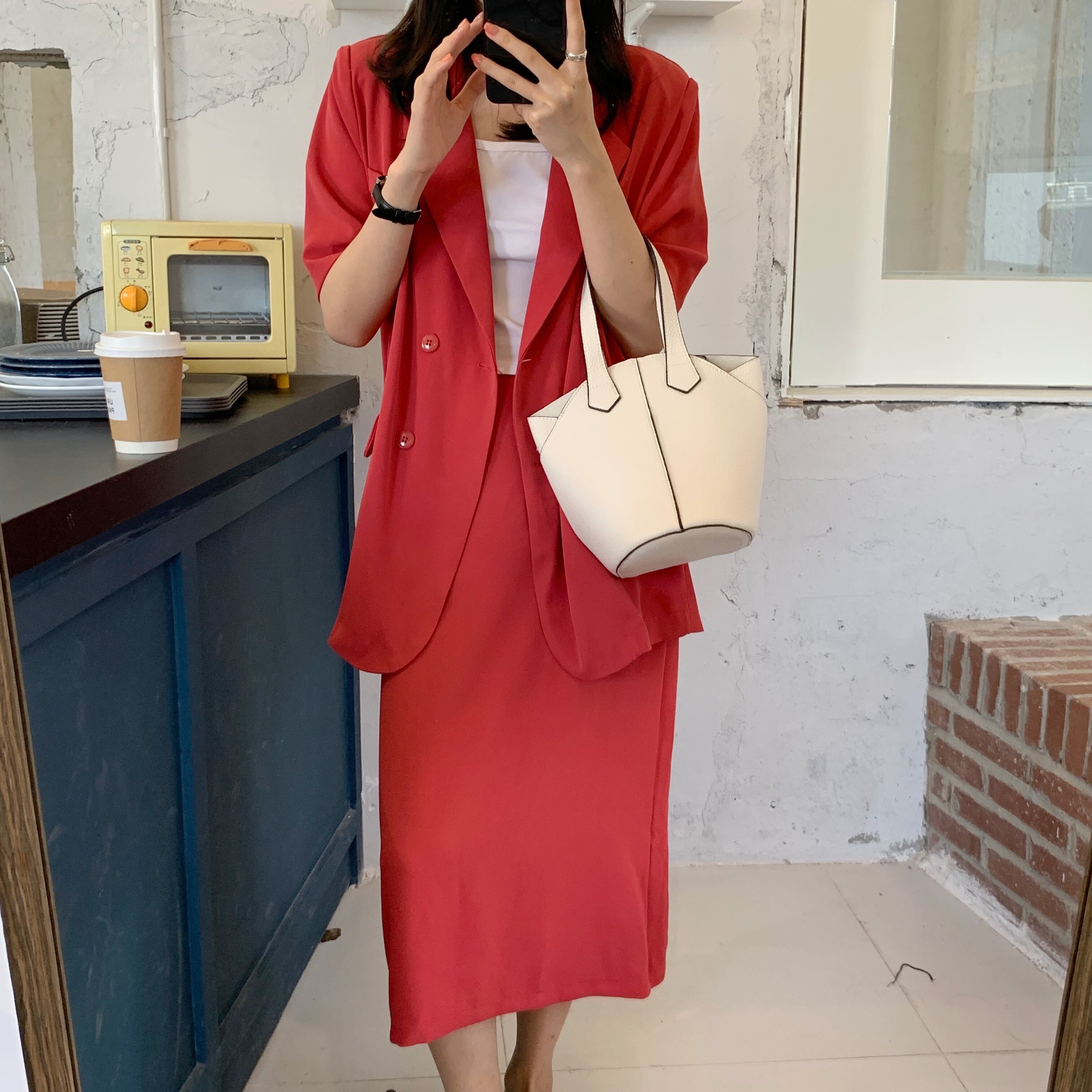 サマー薄手ジャケット ハイウェストスカート 夏物 クレセントシティ98569062676