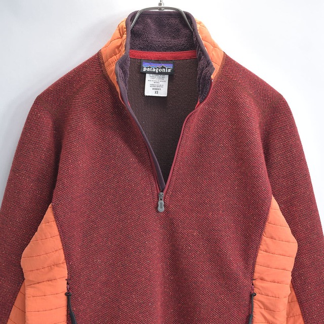F4 USA製 patagonia パタゴニア Dervish Sweater ダーヴィッシュ セーター 切替デザイン ハーフジップ プルオーバー ジャケット ヴィンテージ ビンテージ アメリカ古着 レディースXSサイズ