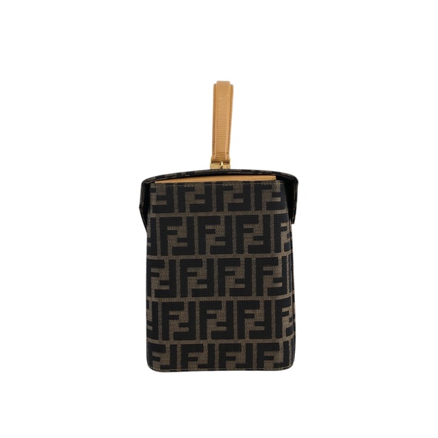 FENDI フェンディ ズッカ ハンドバッグ ブラウン ロック ジャガード 2way バニティバッグ vintage ヴィンテージ オールド zxeb84
