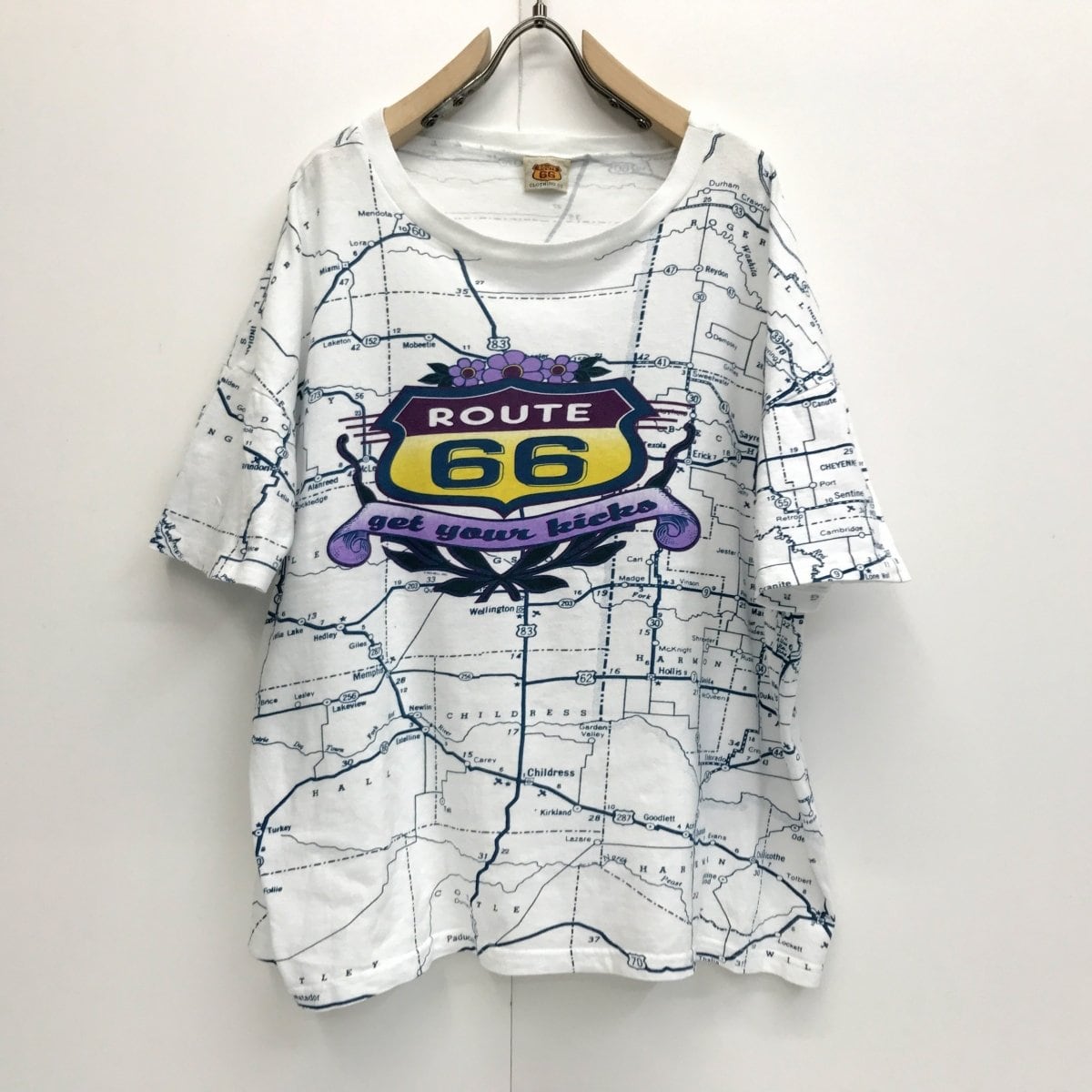 ROUTE 66 CLOTHING 80's 90's スタイル マップ総柄 全柄 Tシャツ