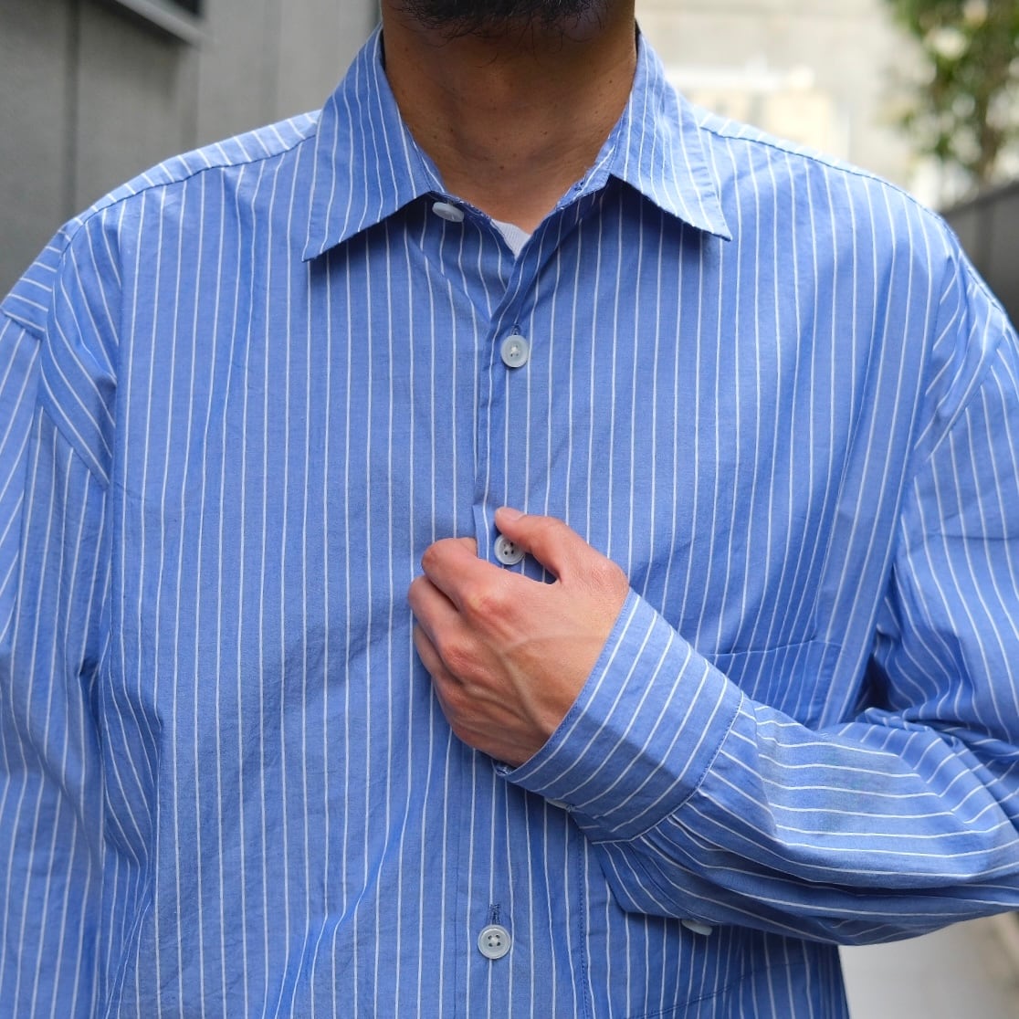 EVAN KINORI(エヴァン キノリ) / Big Shirt Two Organic Cotton Stripe