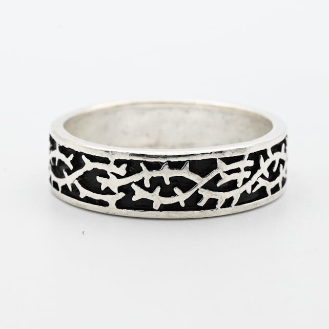 Cutting Out Abstract Ivy Design Band Ring #16.5 / Denmark