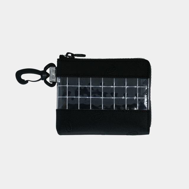 vibram Lzip wallet (black×clear) with white glowing zip