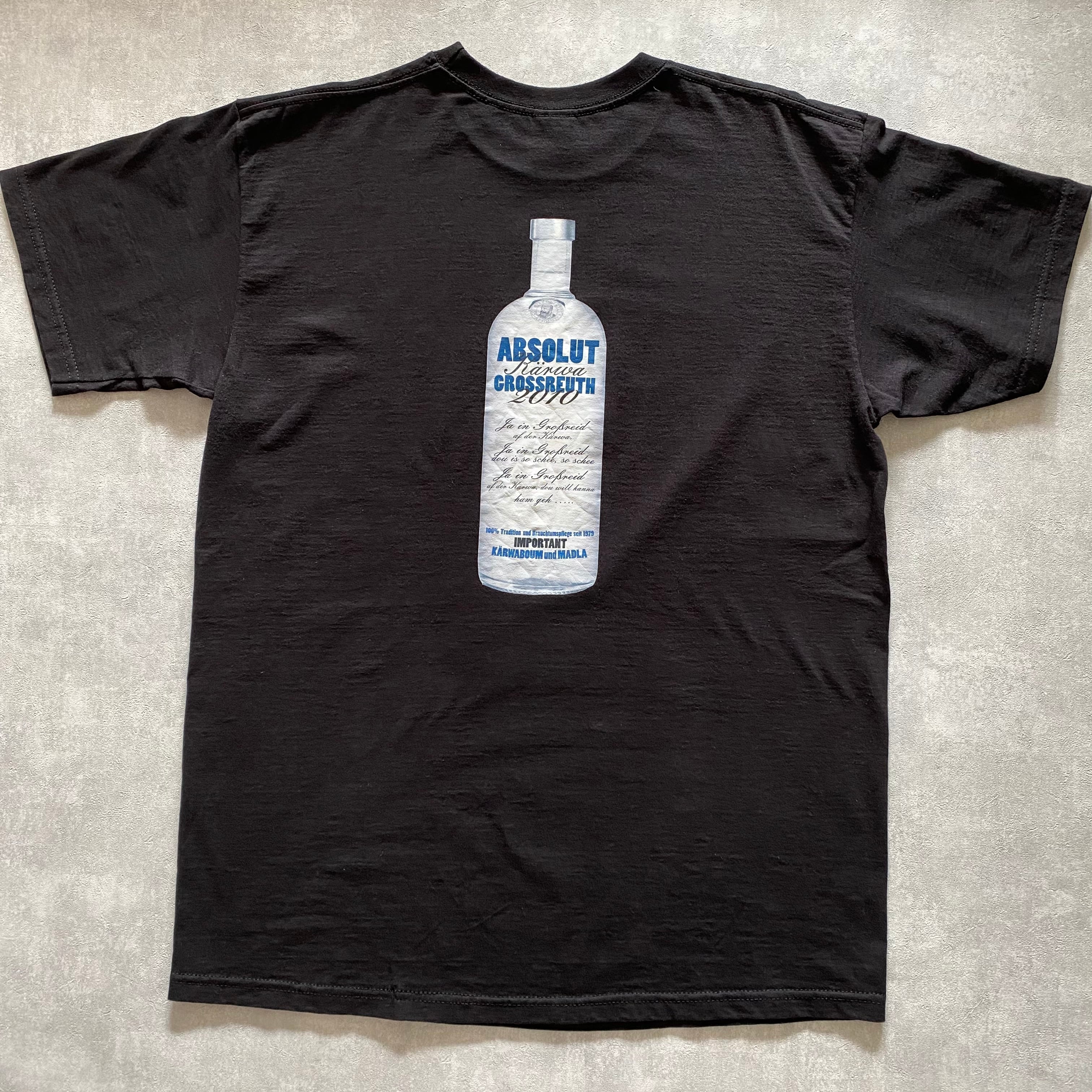 made in MOROCCO FRUIT OF THE LOOM ABSOLUT GROSSREUTH cotton T-shirt{モロッコ製 フルーツ オブ ダ ルーム ABSOLUT GROSSREUTH コットン T-シャツ 古着 メンズ USED}ユニセックス
