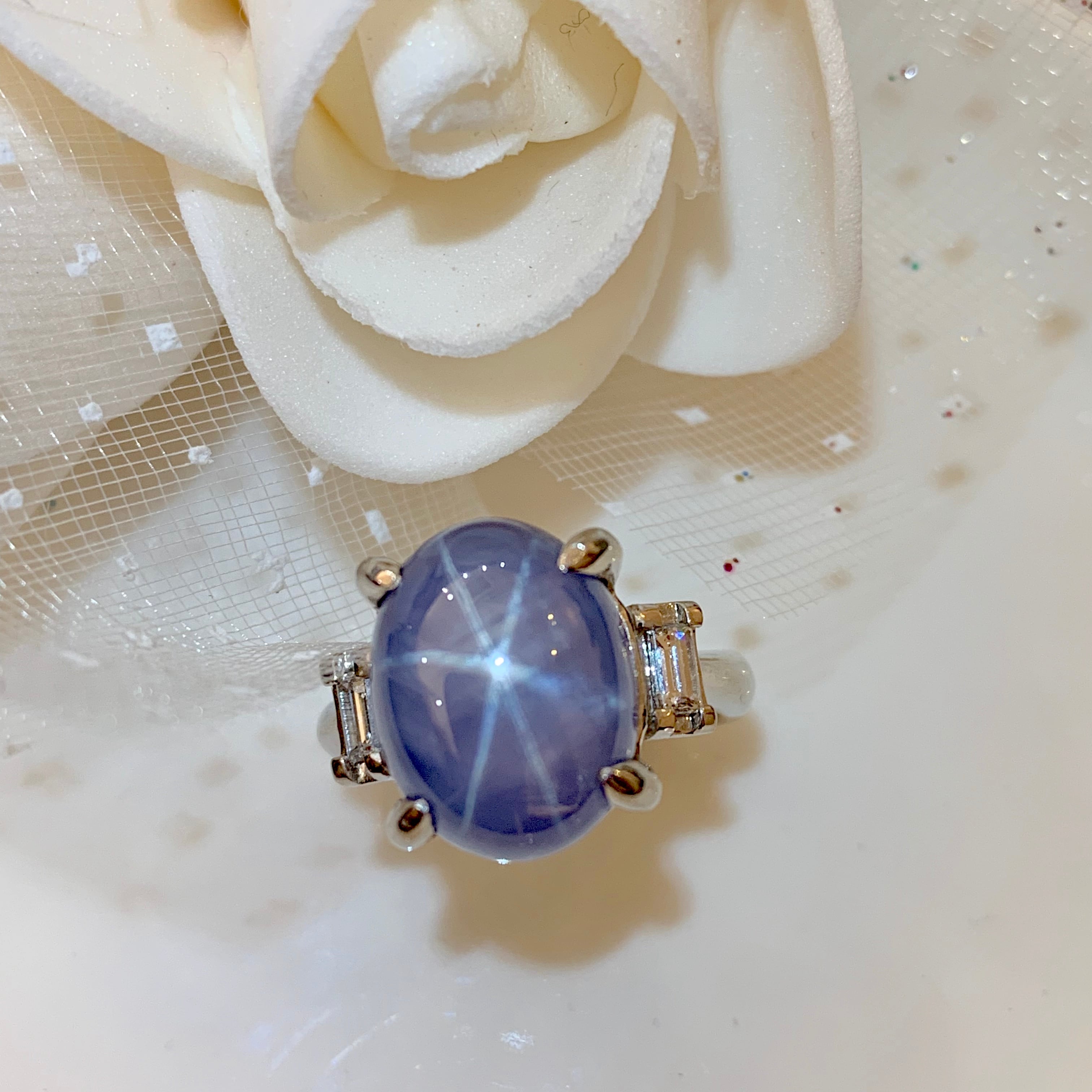 PT/K18YG スターサファイヤ リング 4.07CT