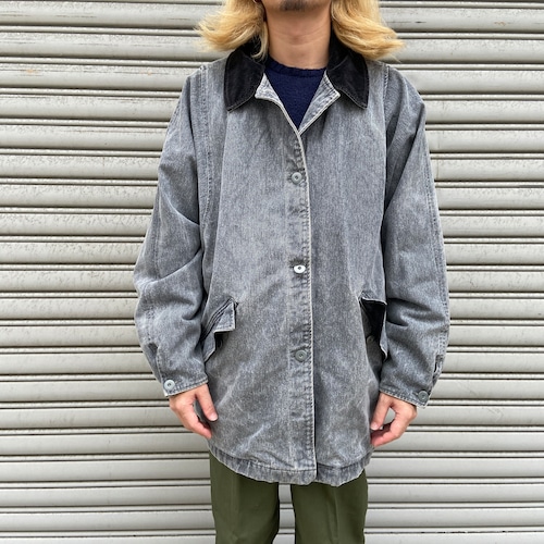 80s 90s USA製 Woolrich デニムカバーオール グレー L