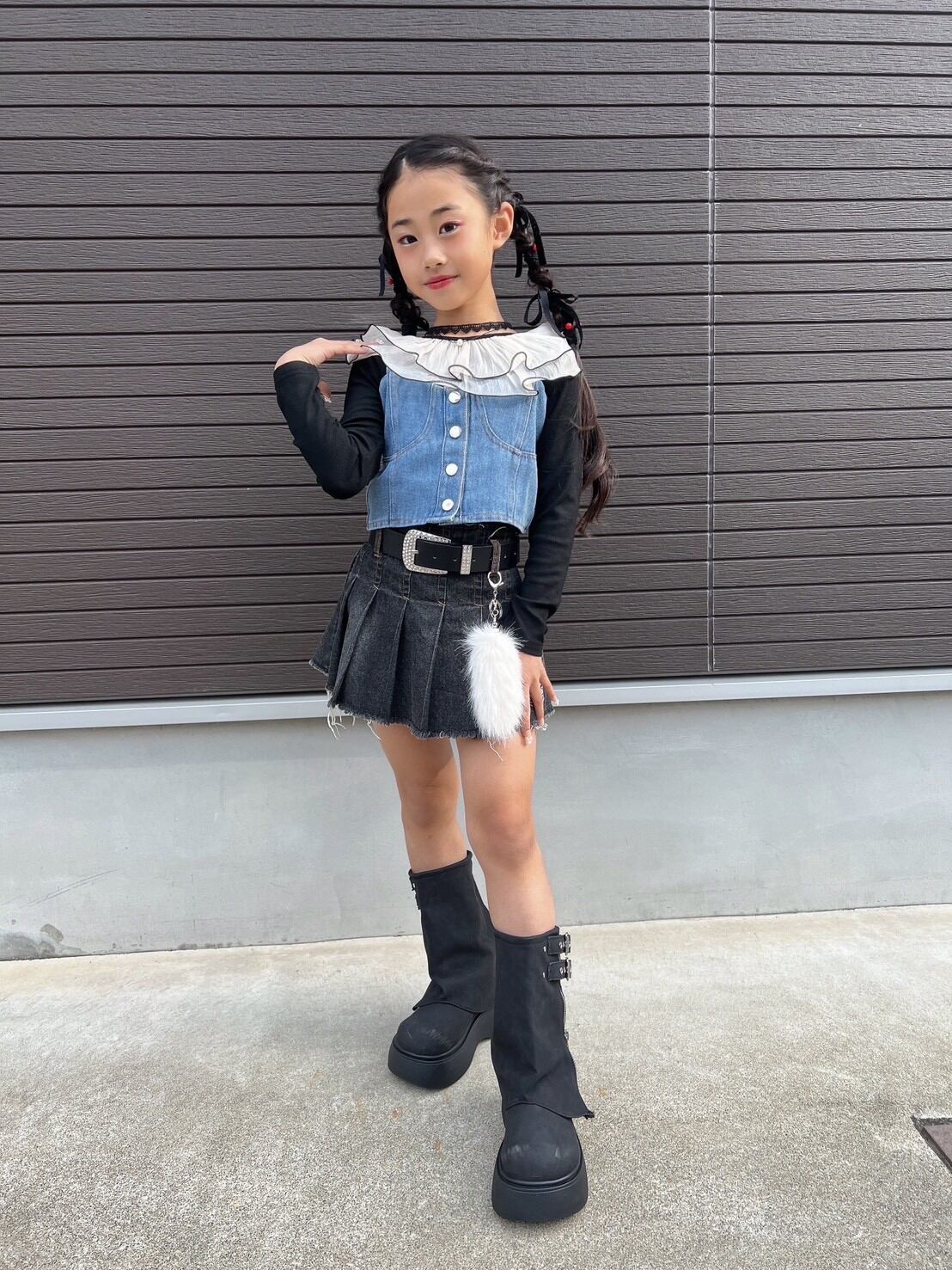 ❤︎お取り寄せ商品❤︎ [110-160] デニムビスチェ 25aw006 | Lalan kids