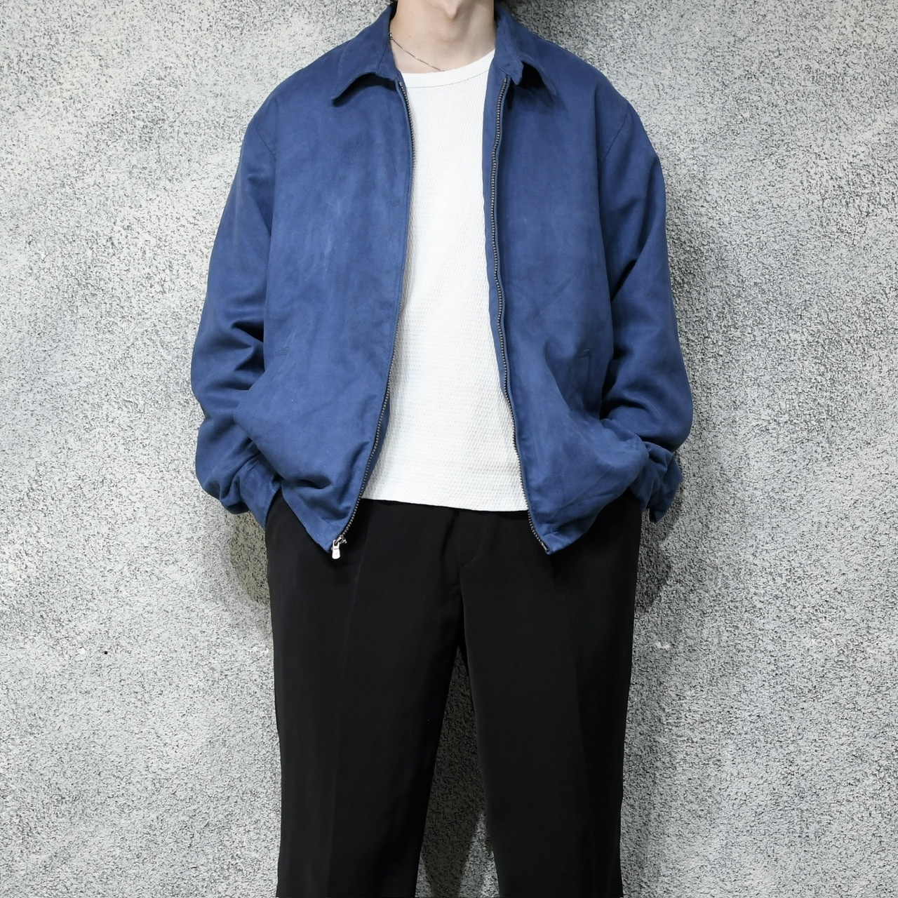 fake suede blouson blue
