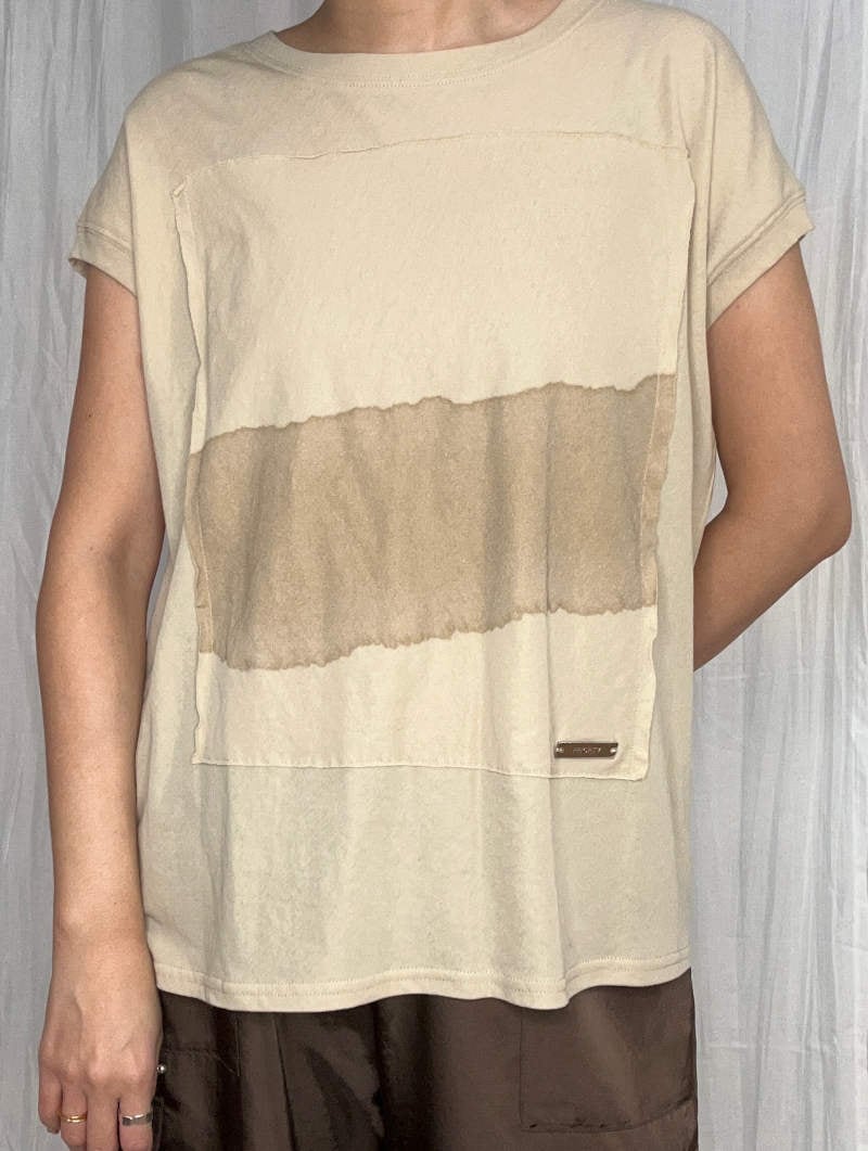 【SALE】411. PRIORITY/ プライオリティ ステインパッチTシャツ オフ/グレージュ/グレー(P62072LI)