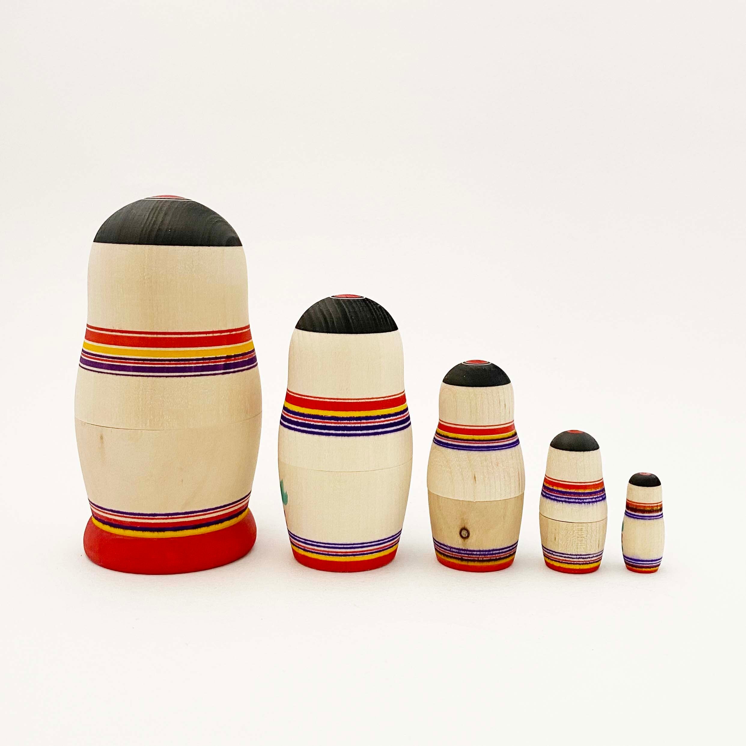 こけしのマトリョーシカ「伝統コケーシカ」（津軽系 阿保六知秀工人 / 5個組）村井型