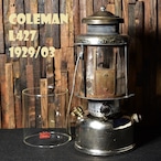 コールマン L427 ビンテージ ツーマントルランタン 1929年3月製造 COLEMAN オリジナル 希少 マイカグローブ 銀タンク 完全分解 メンテナンス済み 整備済み 20年代 ガラスグローブ付属