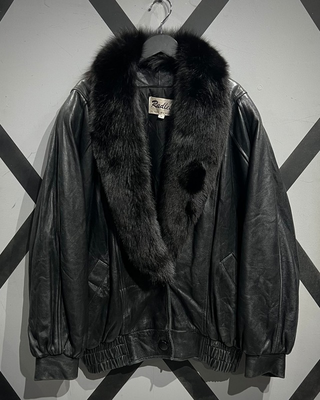 【X VINTAGE】Fox Fur Collar Vintage Shawl Collar Leather Jacket