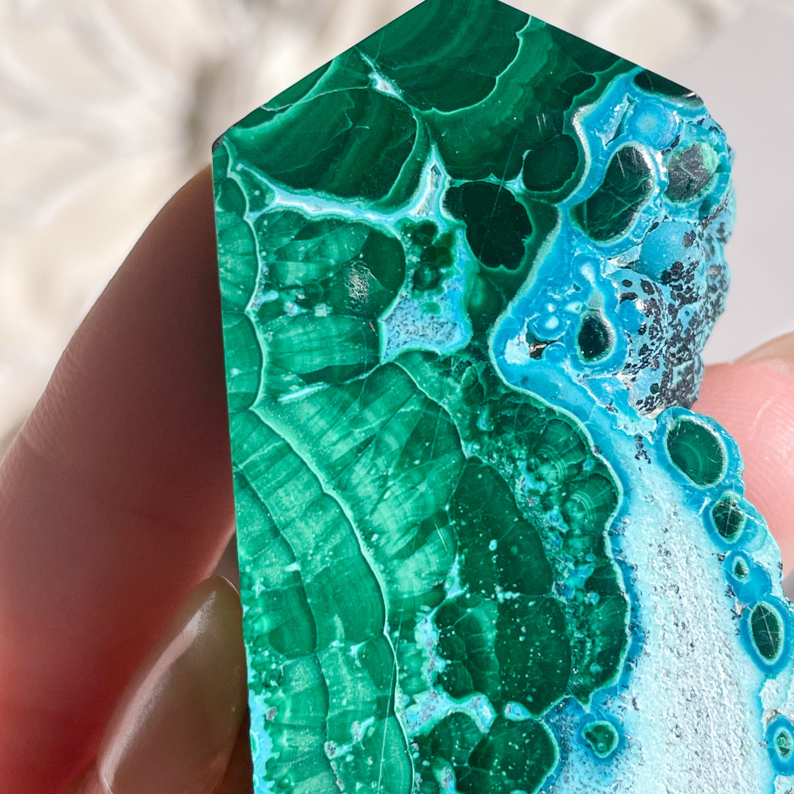 クリソコラとマラカイト共生ポイントNo.412 Chrysocolla & Malachite 10 ✧ クリソコラ & マラカイト (共生原石