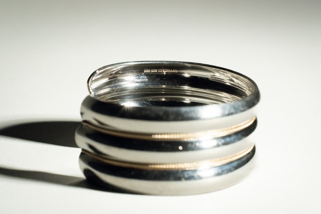 Vintage Tiffany & Co 14K & Silver Gold Line Bangle