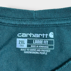 【Carhartt】2XL ビッグシルエット ワンポイント LOOSEFIT ポケットTシャツ ポケT カーハート ディープグリーン 半袖 夏物 US古着