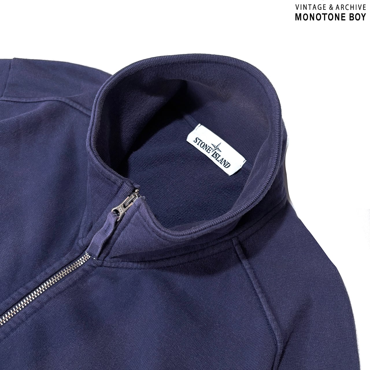 ストーンアイランド デュアルプラケット ジップスウェット ネイビー S 15AW ストーンアイランド デュアルプラケット ジップスウェット ネイビー S