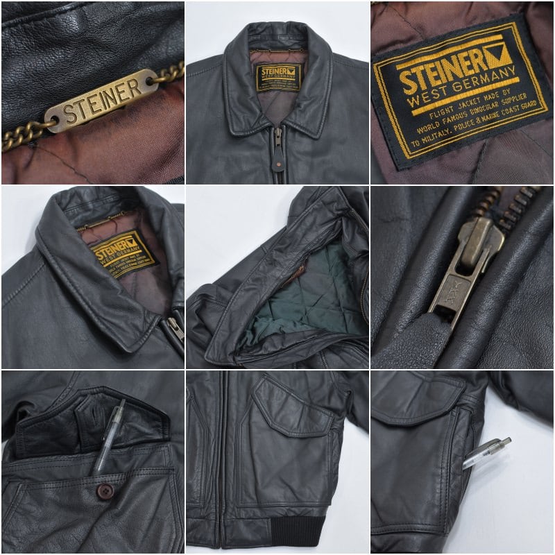 80s～ Steinerシュタイナー ブラックレザー ボンバージャケット