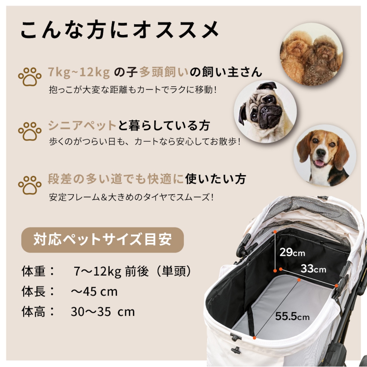 【今だけ10%OFF】獣医師推奨【2025年新製品】★本体のみ+フック付き★SwiftCart 一体型用 ペットカート ペットバギー 折りたたみ 多頭対応 ワンタッチ折りたたみ 458081666