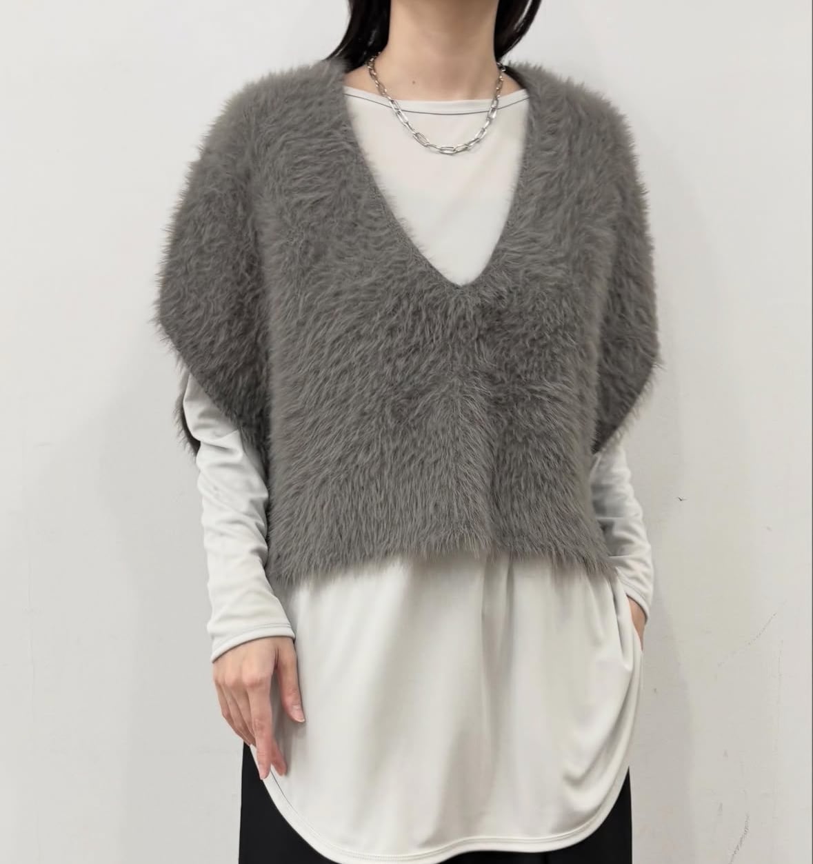 siro de labonte 】shaggy knit short vest | valance 福井