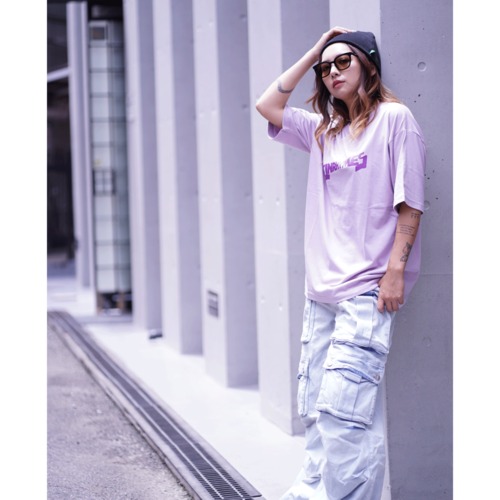 GINRHYMES / "COLLAR LOGO  "T-SHIRTS/PURPLE