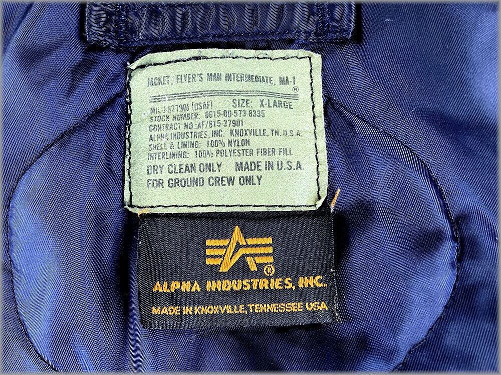 ☆ALPHA アルファ 90s USA製 MA-1 フライトジャケット グランドクルー