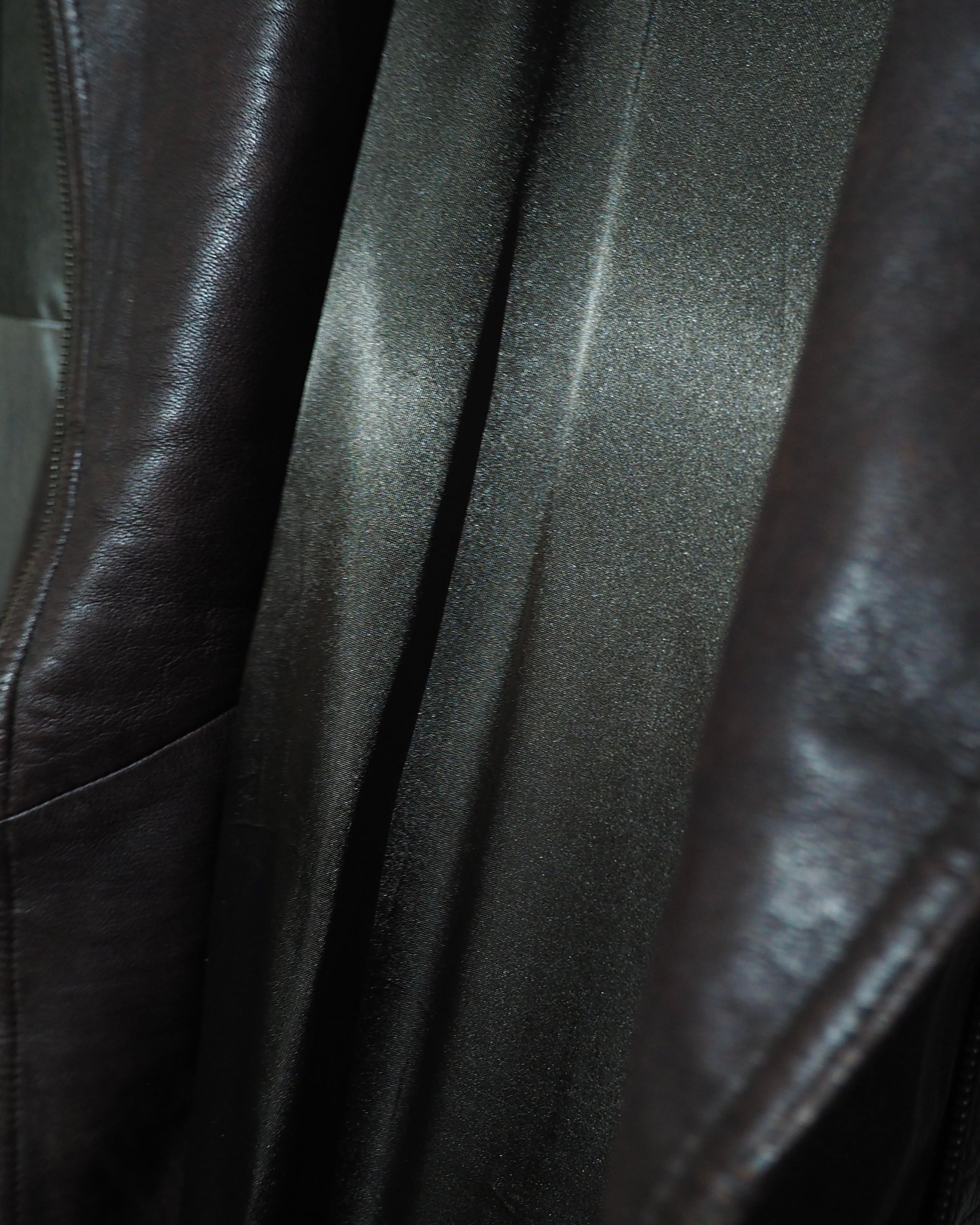 1990s " 変形 " Diagonal Zipper Design Vintage Lamb Leather Jacket