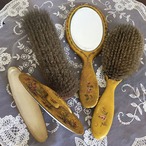 手鏡・ブラシ2個・爪磨き 4pcセット（木製）12otau37