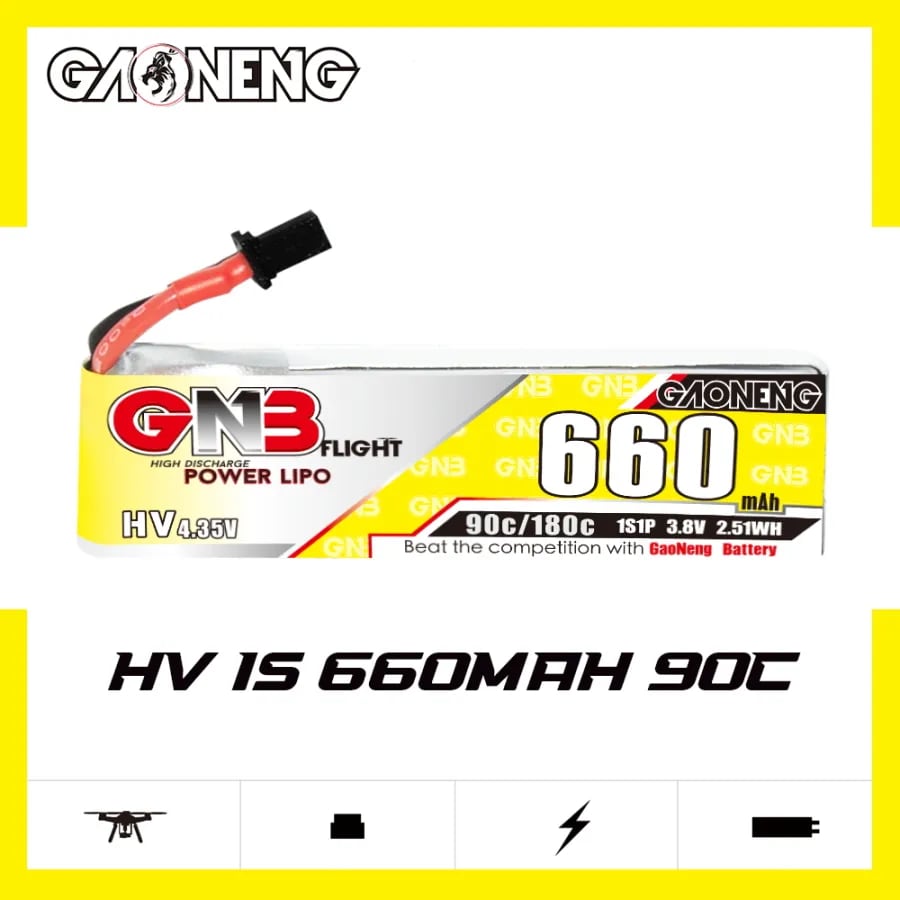 FPVドローンレーサー　30ｇ　＆　バッテリー６本　１S　450ｍA GNB A30 LiHV 1S 3.8V 660mAh 90C Cabled LiPo Battery | FPV