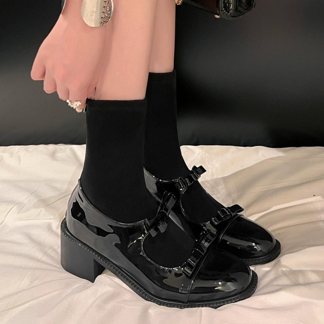 Ribbon mary jane sock boots　M1279