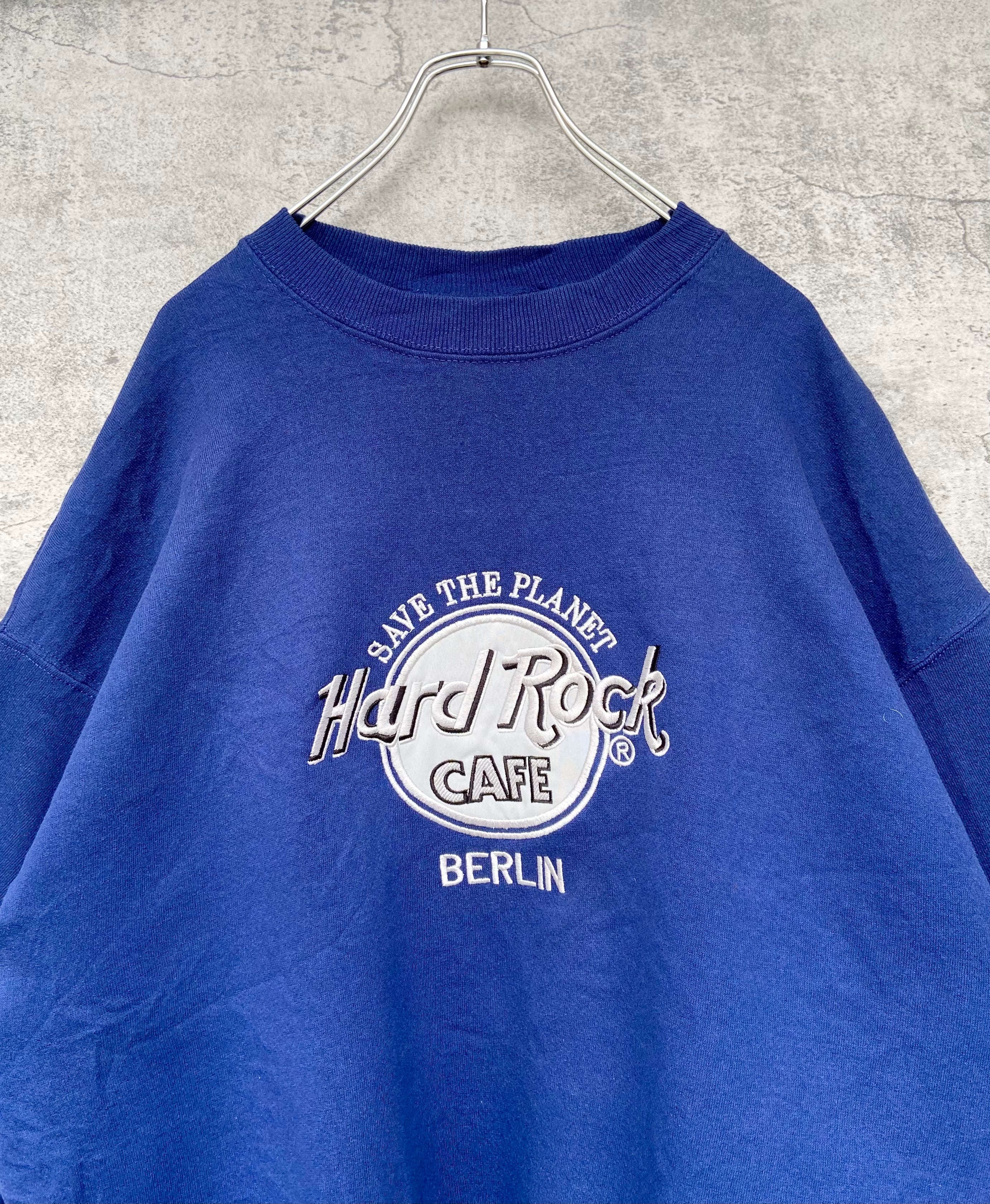 USA製 90s Hard Rock Cafe ハードロックカフェ 刺繍 トレーナー XL 紺 スウェット