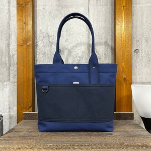 Bi Color Tote "L" / 内ポケット×5付 【紺×ディープオーシャン】