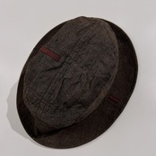 美品 麻100% PAPAS パパス ロゴ刺繍 リネン バケットハット 帽子/ブラウン/日本製