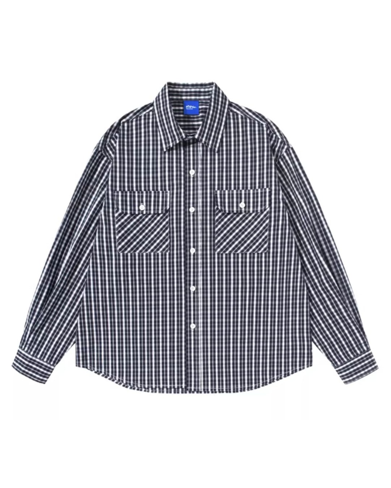パッチポケットオーバーサイズチェックシャツ　S0370