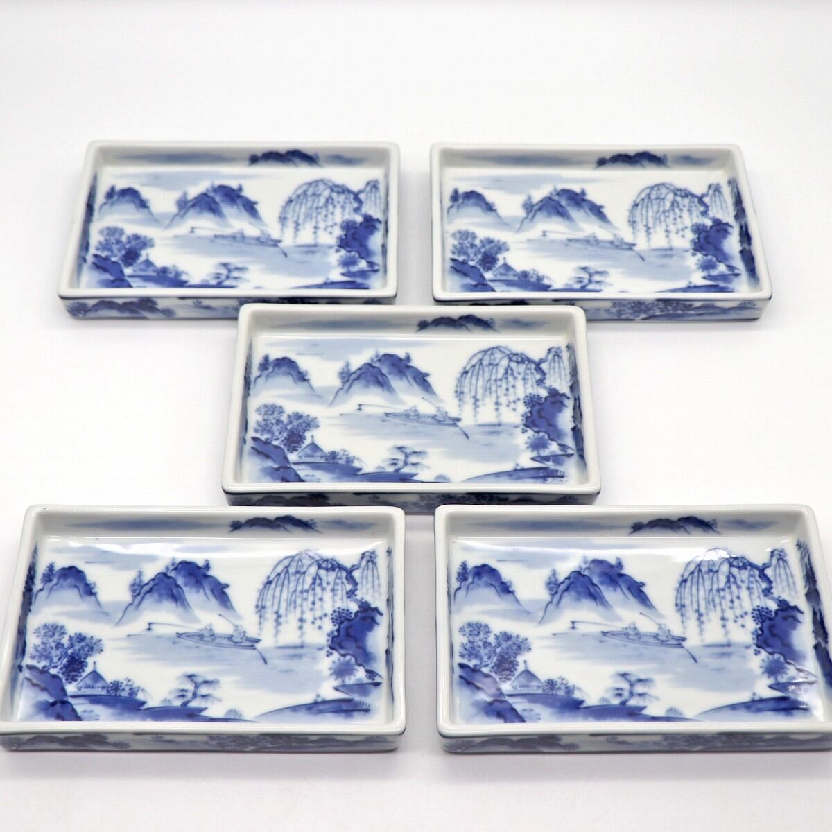 美濃焼・庫山窯・長角皿・5客揃・和食器・陶磁器・No.230119-16・梱包