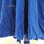 フラダンス 衣装 ワンピース ドレス ブルー系 ロングワンピース ベロア生地 パフスリーブ アシンメトリー 切り返し かわいい 上品 高級感 ツヤ感 豪華 綺麗 華やか ハワイアン アロハ フラ ダンス レッスン 練習 ドレスアップ シンプル エレガント