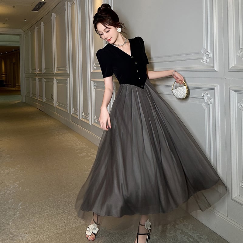 【dress】チュールコンビワンピース M30965