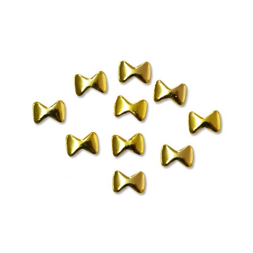 メタルパーツ ミニ キャンディーリボンぷっくり可愛いリボン　2ｍｍ×3ｍｍ　(ゴールド）／10p入り